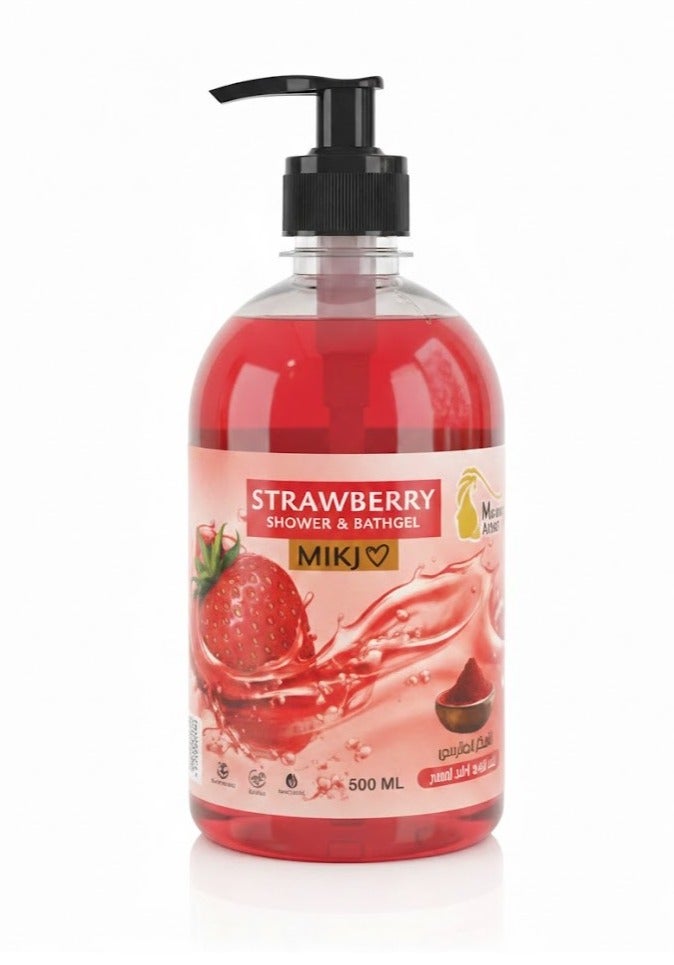 Aker Fassi Strawberry Shower Gel – Moisturizes, Firms, and Gives Skin a Natural Glow – 500ml